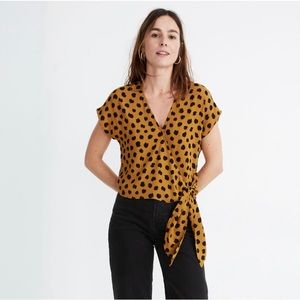 Madewell Sash-Tie Wrap Top in Painted Spots